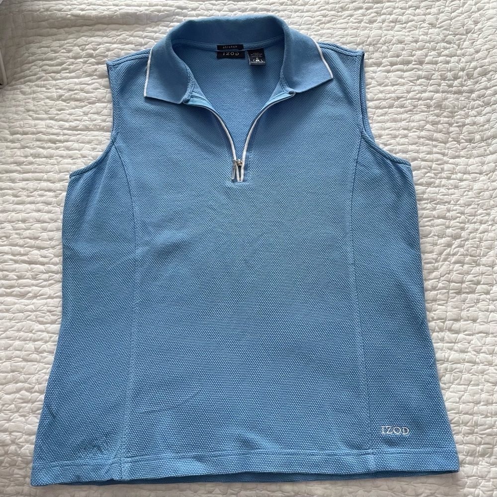 Izod Women's Blue Zip Up Polo Top